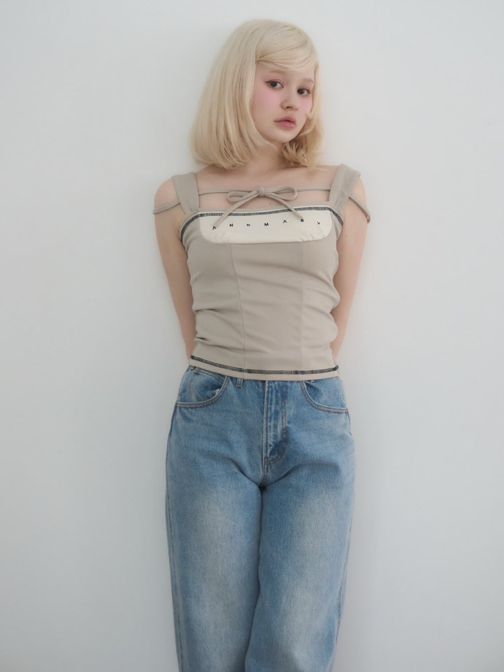 トップス andmary Luca stitch tops black ANDMARY】Luca stitch tops