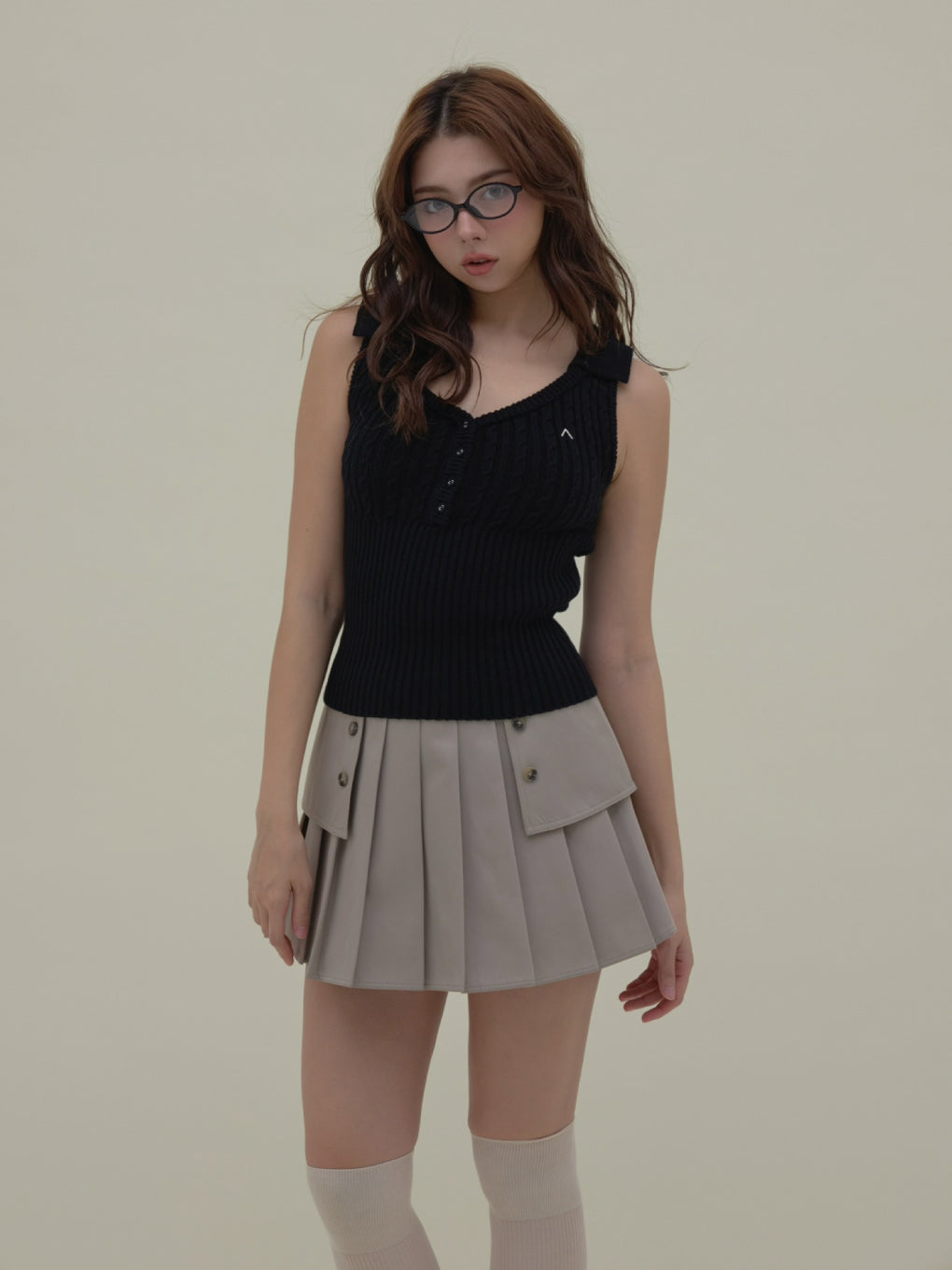 ANDMARY】Trench pleats mini skirt