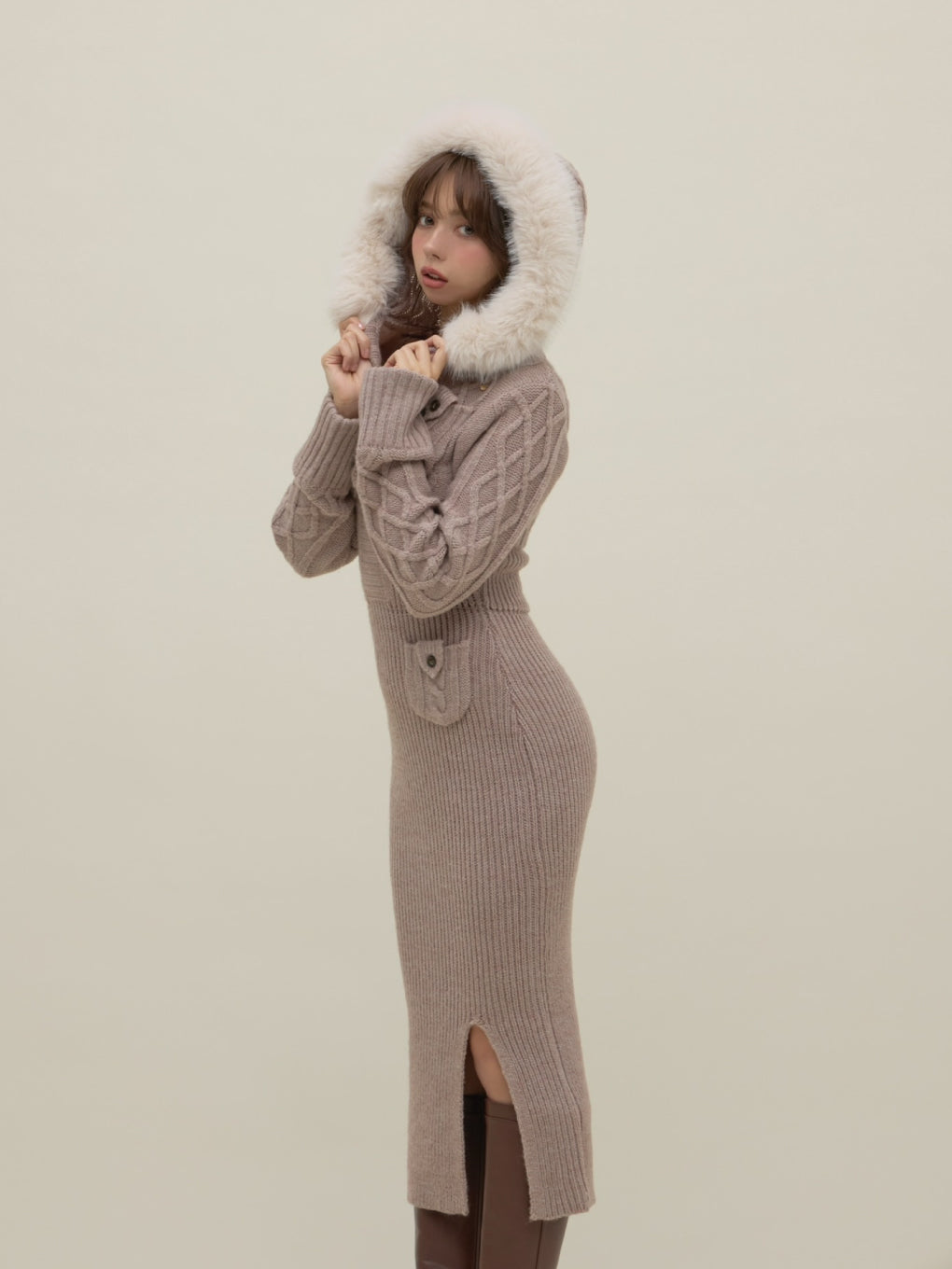 Nara hood set dress