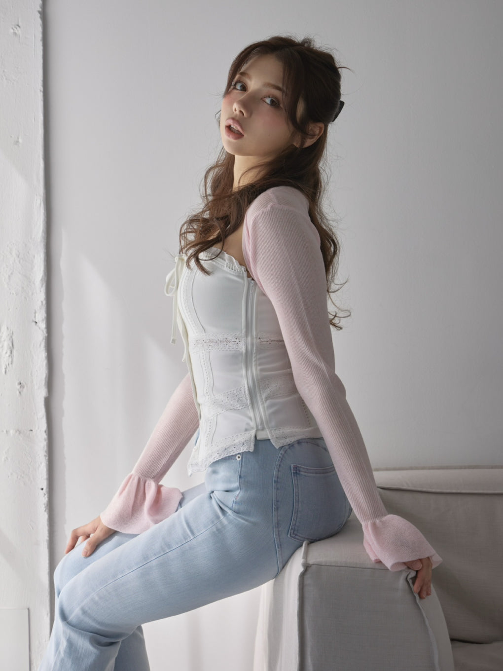 ANDMARY】Kiki lace cardigan set tops