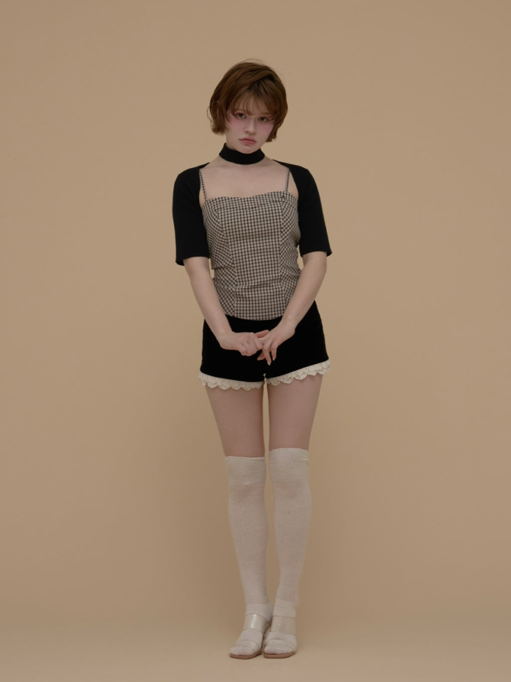andmary 半袖 ANDMARY】Nancy check set tops
