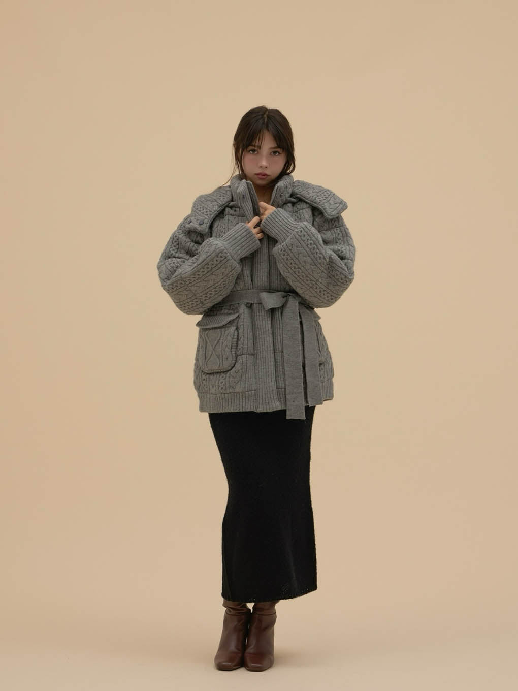 Mary quilting knit shape jacket