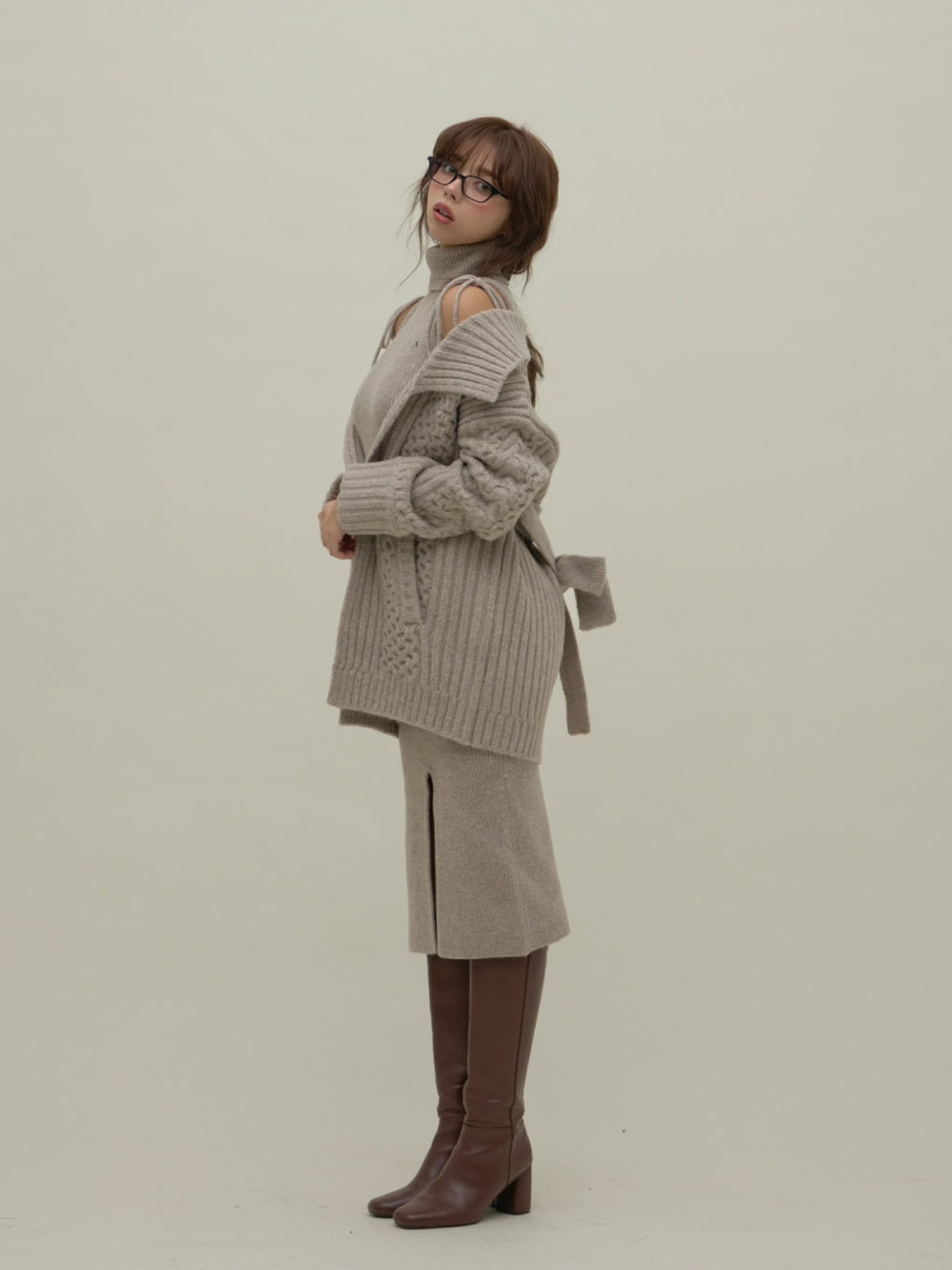 ワンピース Nana cable knit set dress AM1601 ANDMARY】Nana cable knit set dress