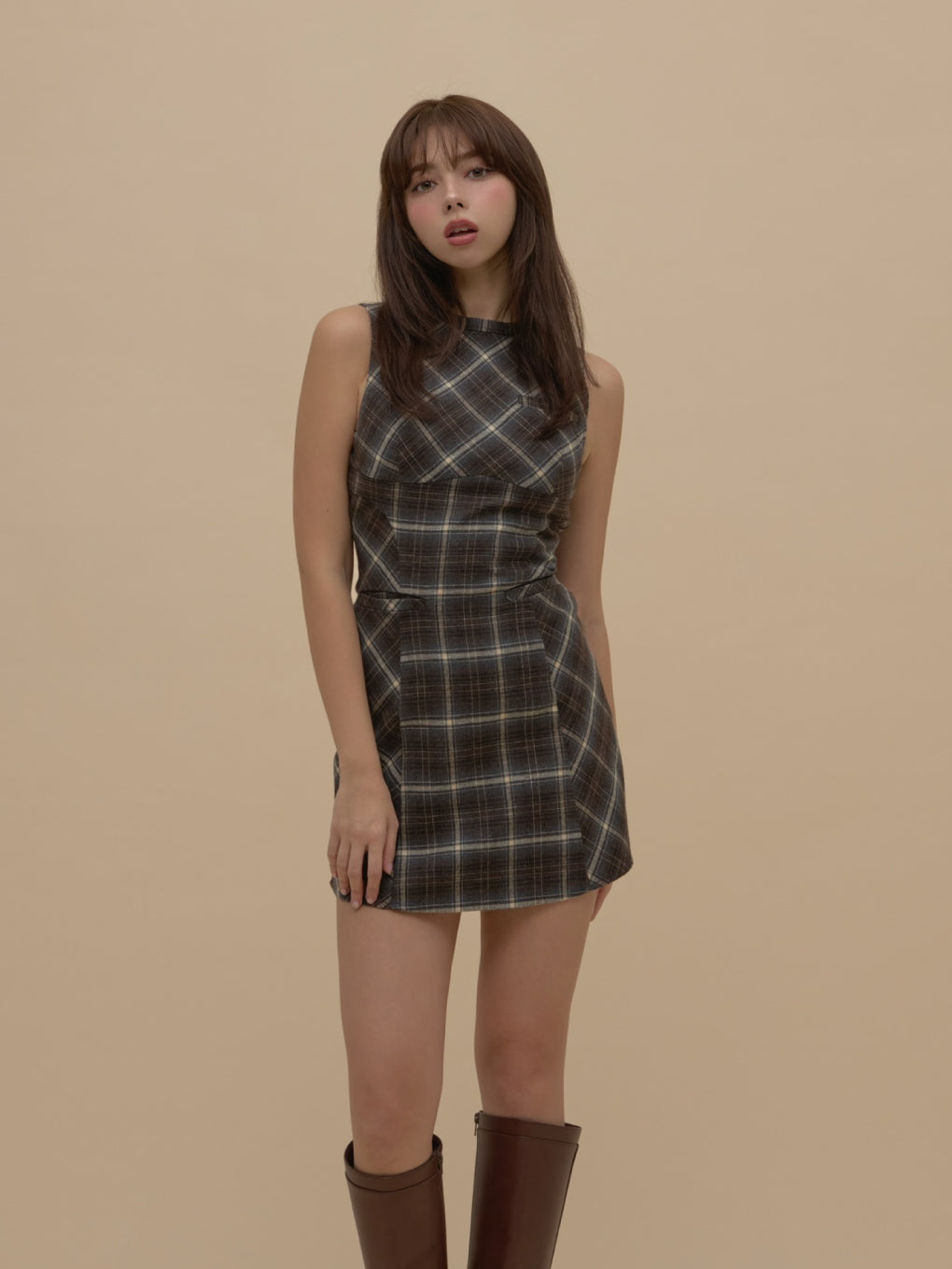 ANDMARY】Mimi check set mini dress