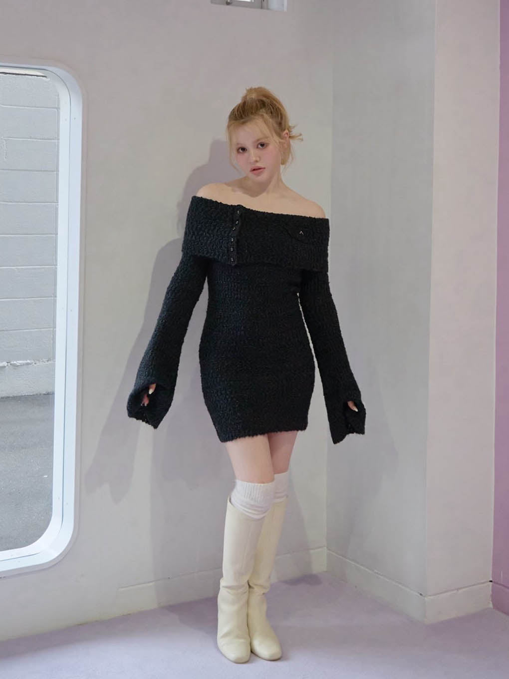 7,950円andmary Aurora knit mini dress（ブラック）