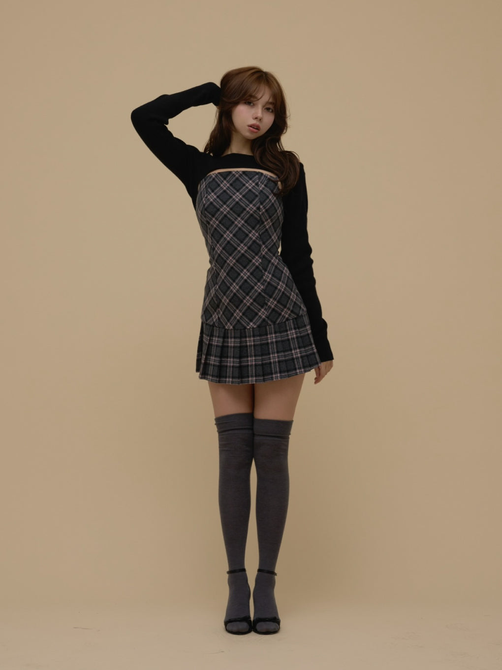 Selena check mini dress