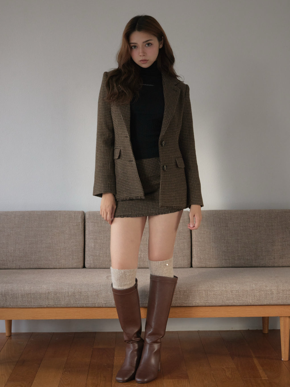 Jacquard turtleneck tops