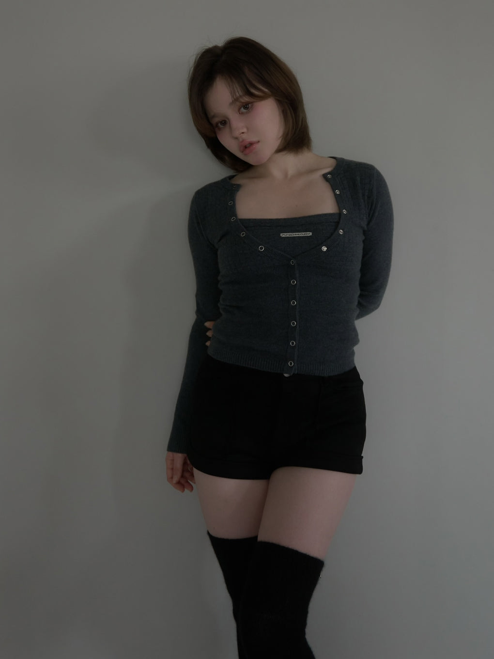 Waffle cardigan set tops