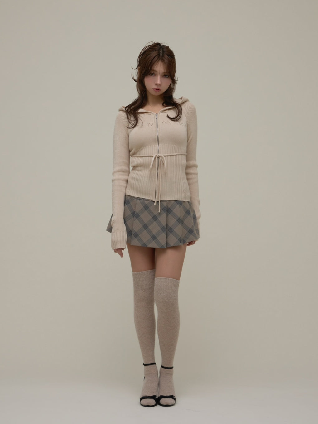 スカート Coco check pleats skirt ANDMARY】Coco check pleats skirt