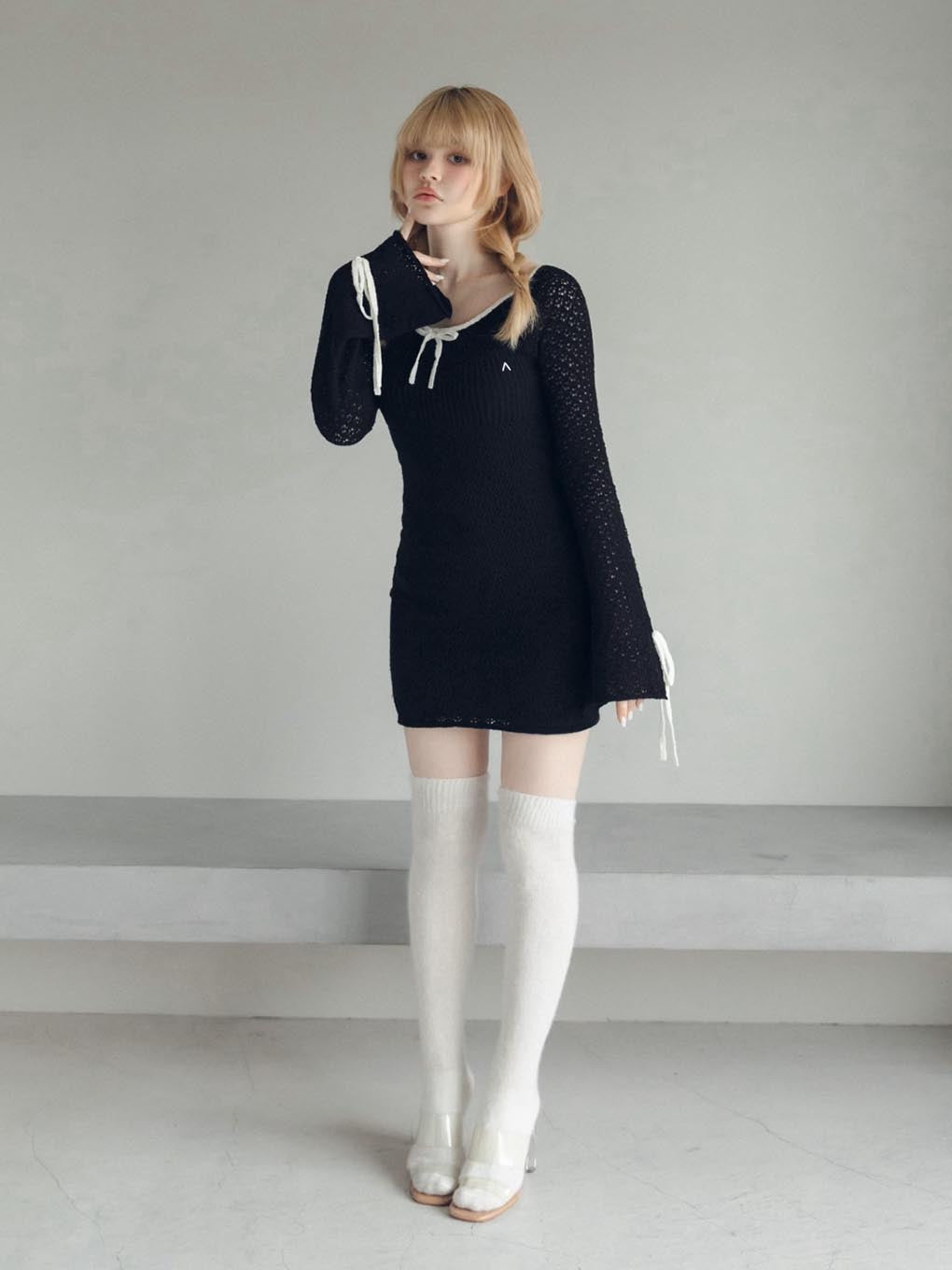 7,666円andmary Lily crochet mini dress black