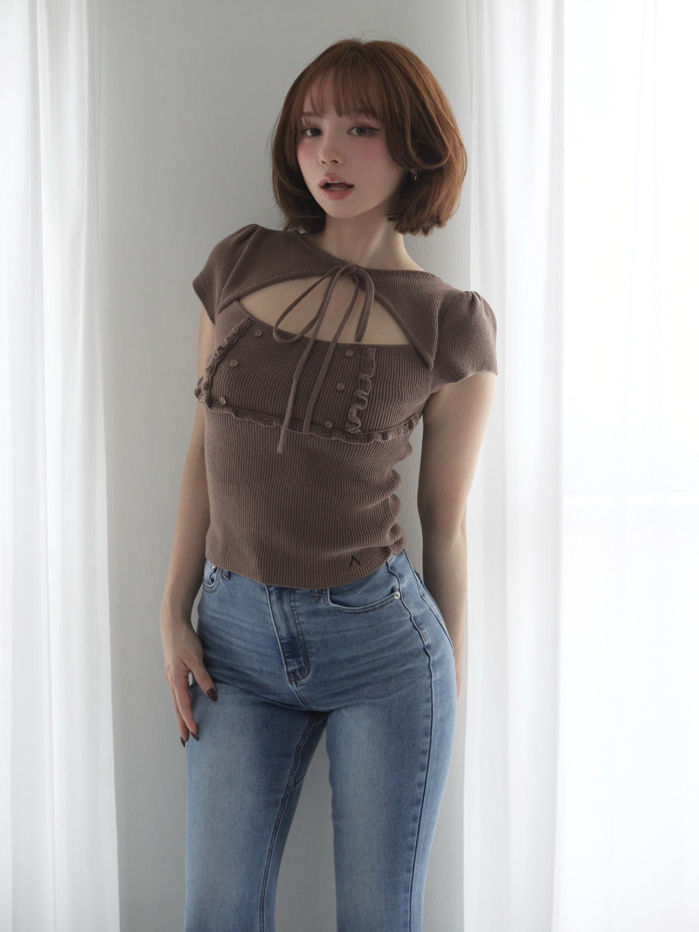ANDMARY】Heart hip highwaist flare denim