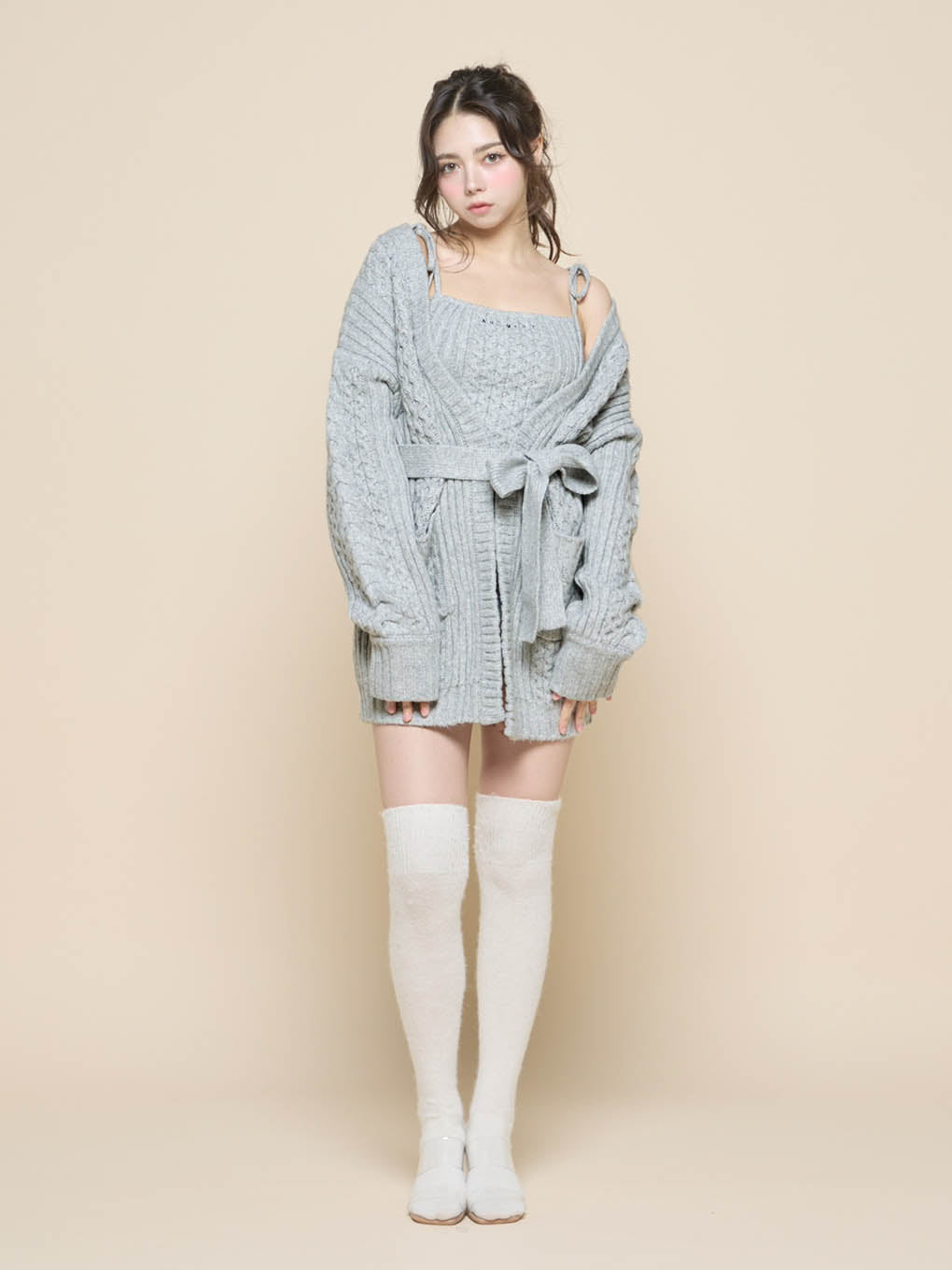 Andmary Hug knit cardigan set up 3点 セット Hug knit cardigan