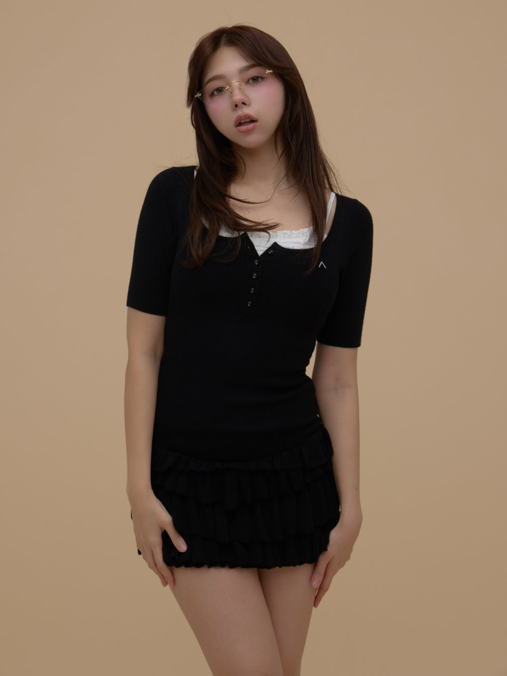 ANDMARY】Cyndi frill knit mini dress