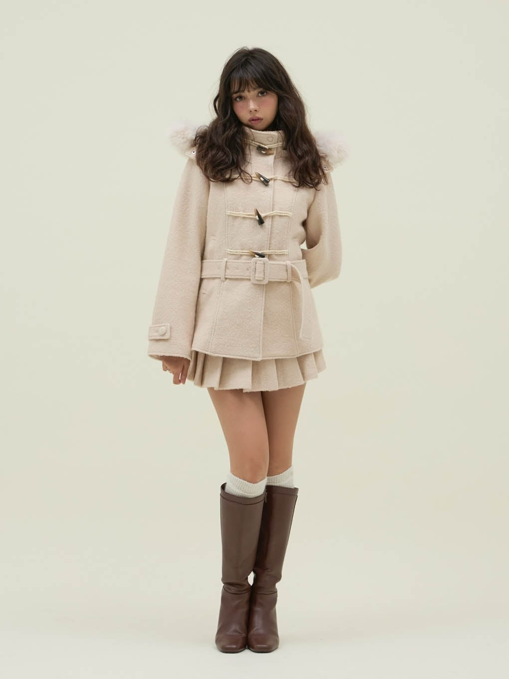 Nicole fur belt jacket