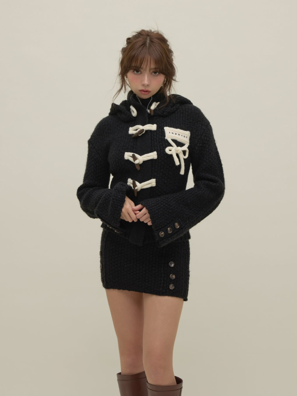 ANDMARY】Cable knit jacket set up