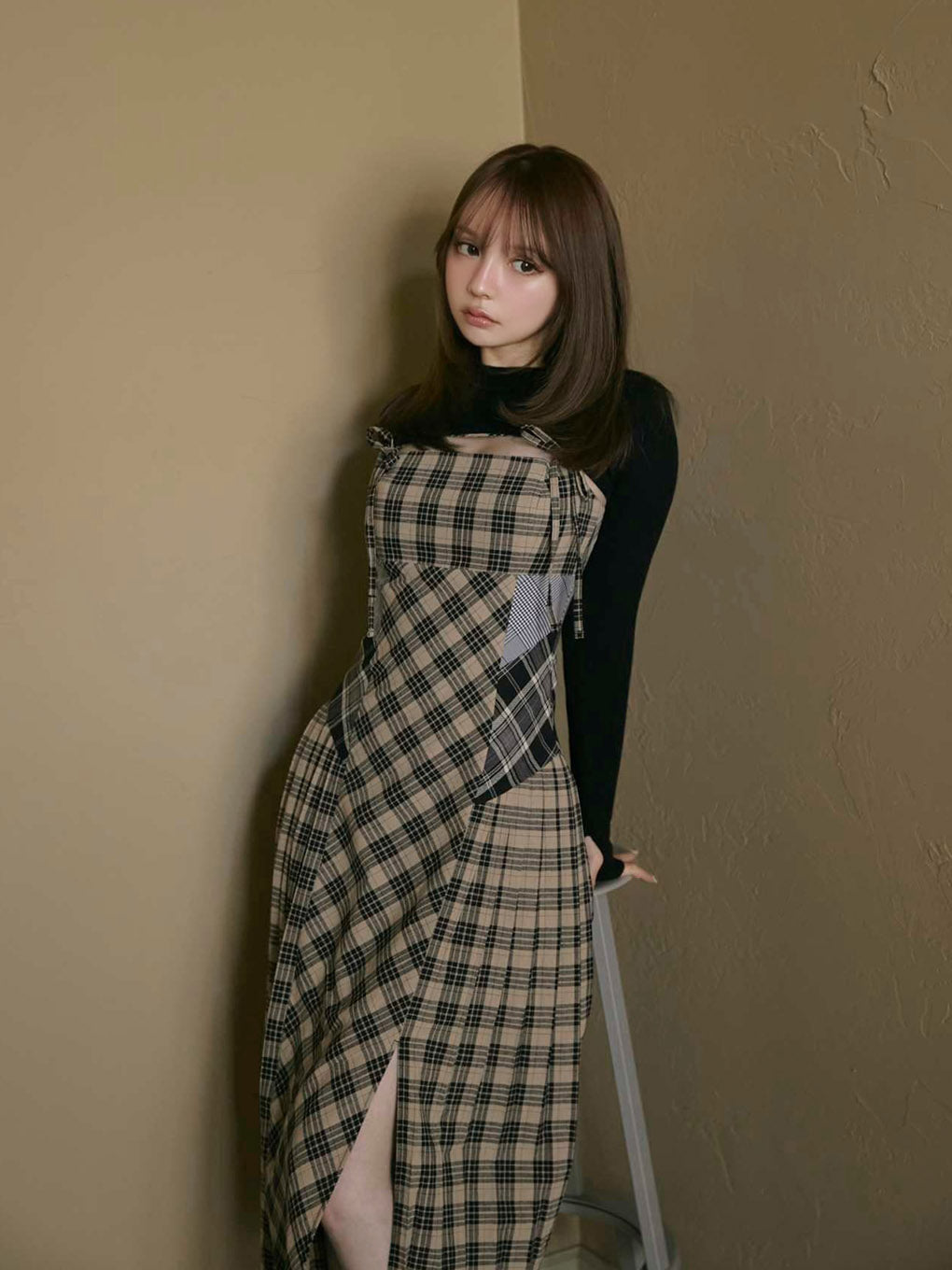 ANDMARY Nadia check long dress アンドマリー - キャミワンピース