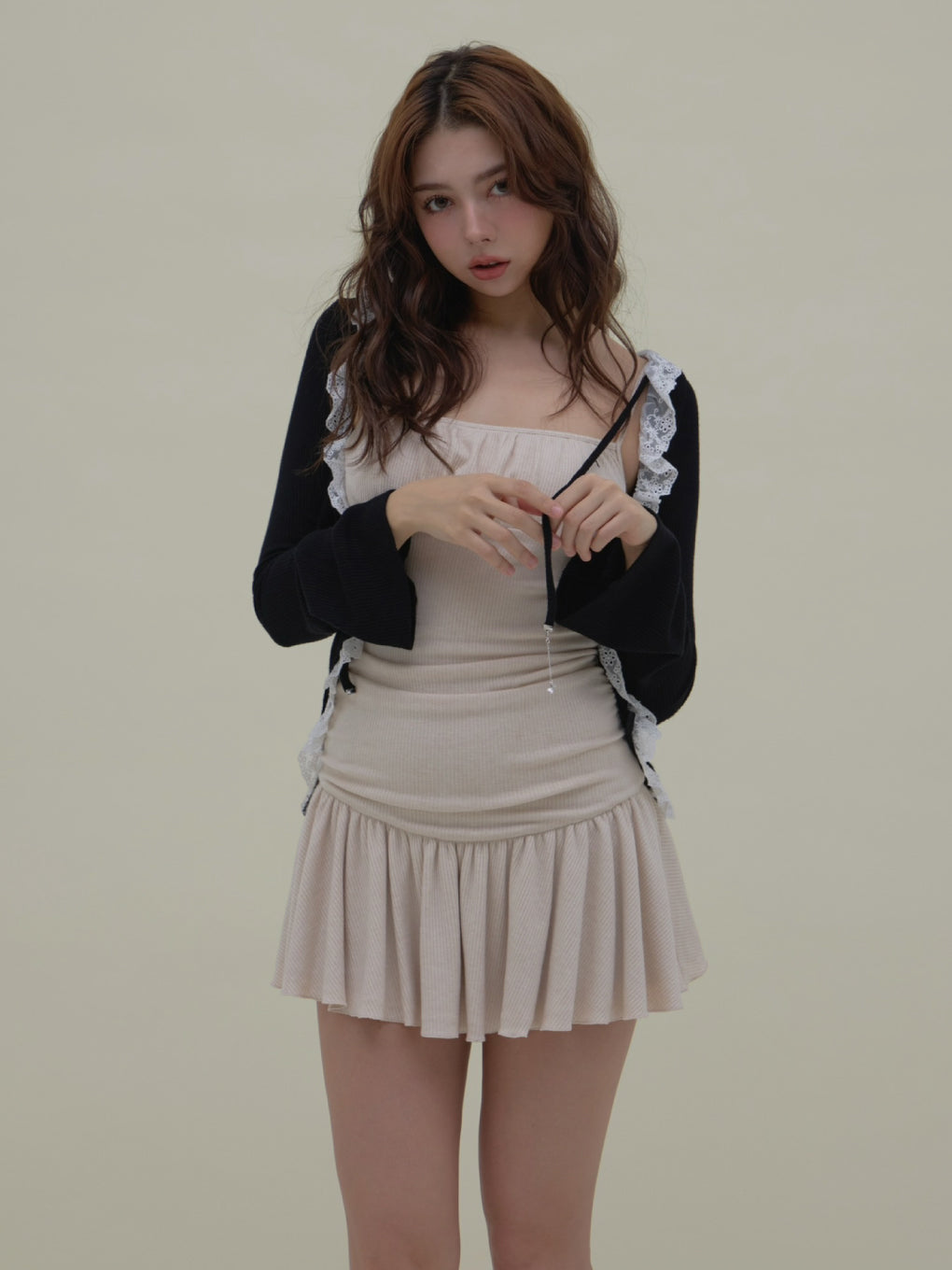 トップス andmary Lilith gather set dress beige ANDMARY】Lilith gather set dress