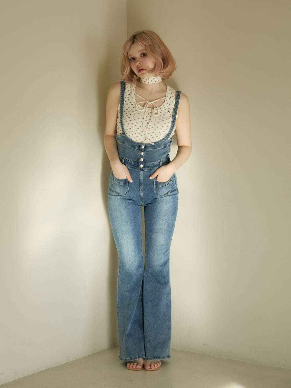 ANDMARY】Heart hip denim allinone ANDMARY】Heart hip denim allinone