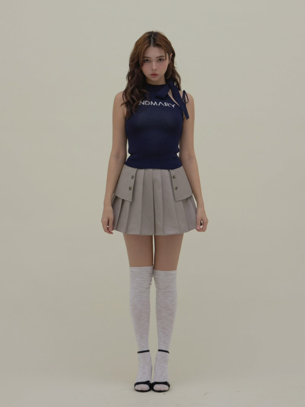 ANDMARY】Trench pleats mini skirt