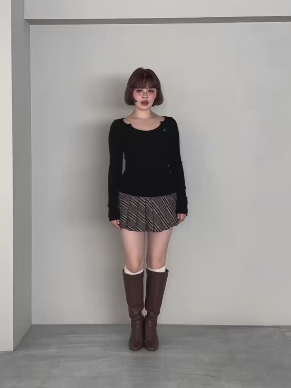 ANDMARY】Monica check pleats mini skirt