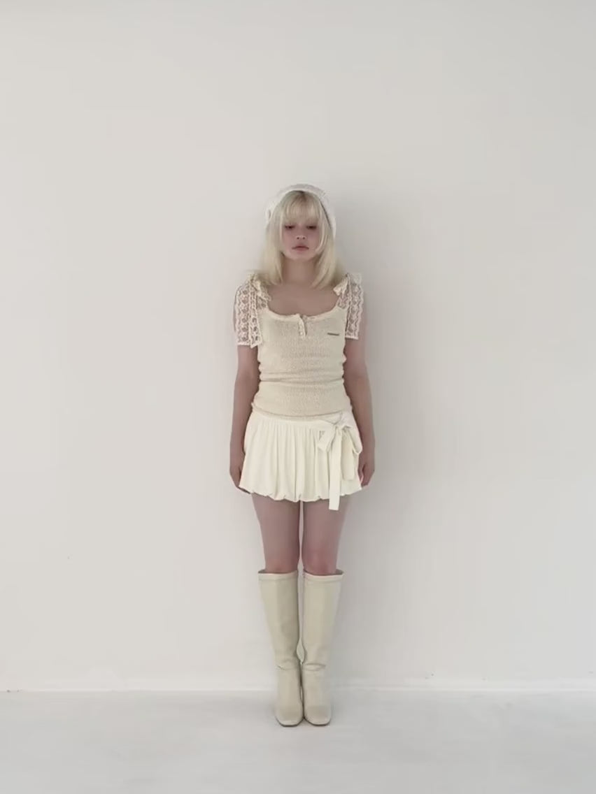 andmary Cotton ribbon tank アイボリー Cotton ribbon tank