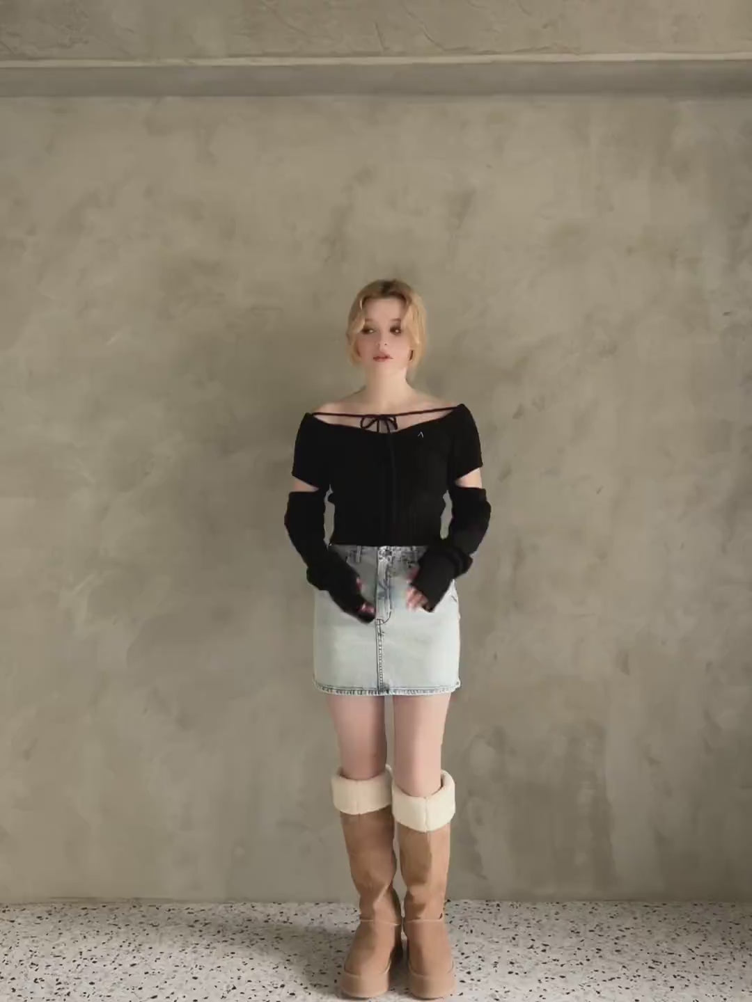 ANDMARY】Heart hip denim skirt 