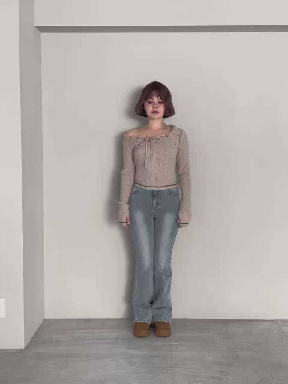 ANDMARY】Anita button knit tops