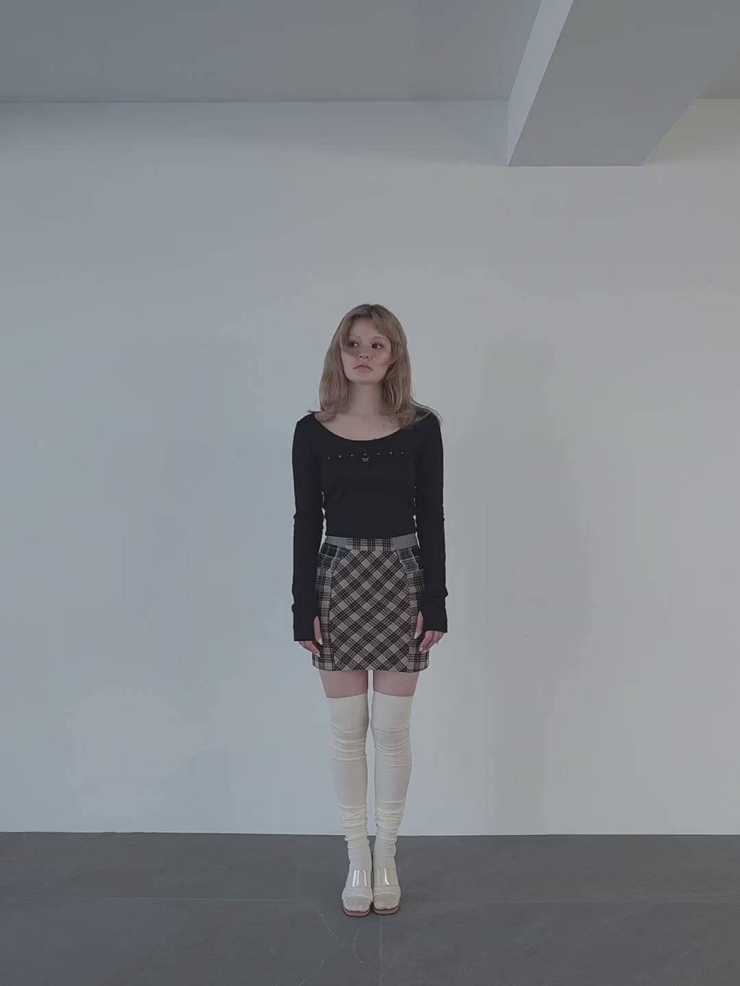大人気新作 ANDMARY Anna Sサイズ black skirt check スカート - muxol.cl