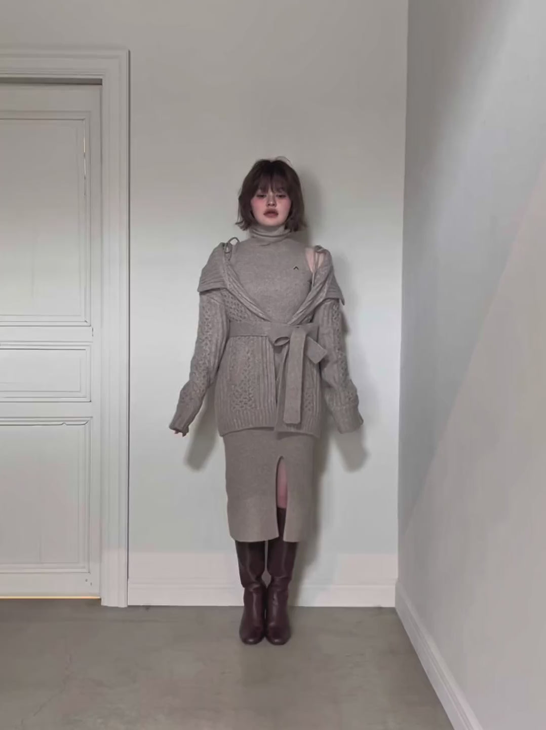 ANDMARY】Nana cable knit set dress