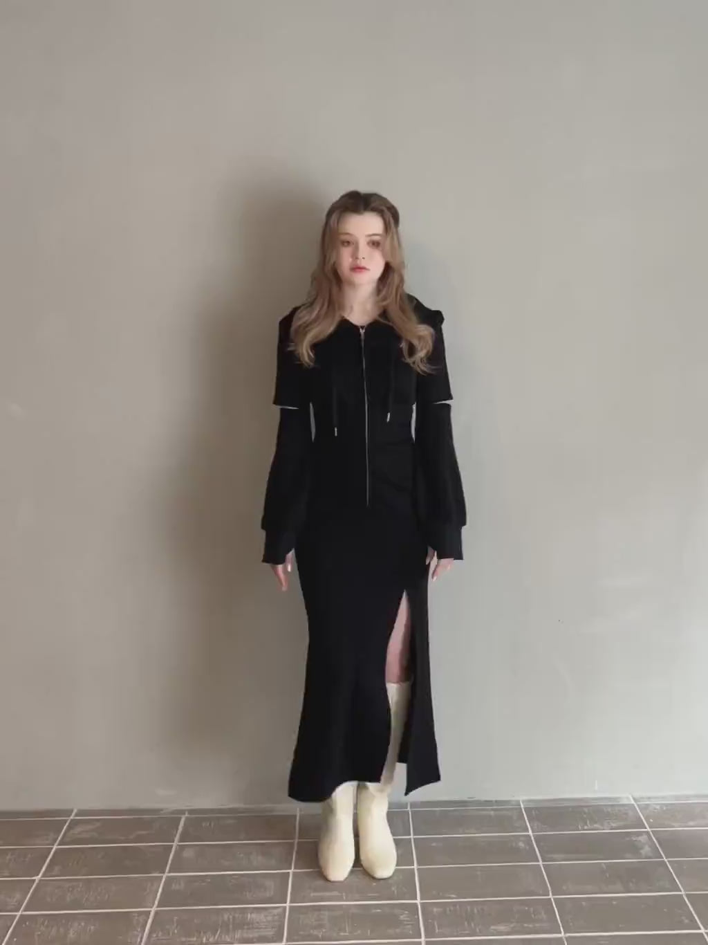 andmary Camilla slit dress black