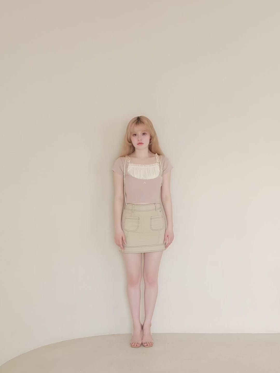 ANDMARY】Back ribbon mini skirt