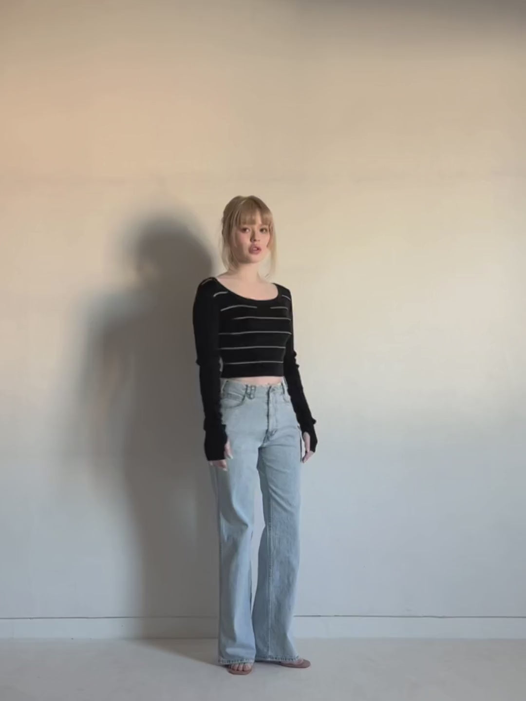 コットン98%ポリエステル2%Mサイズ　andmary アンドマリー Heart point denim