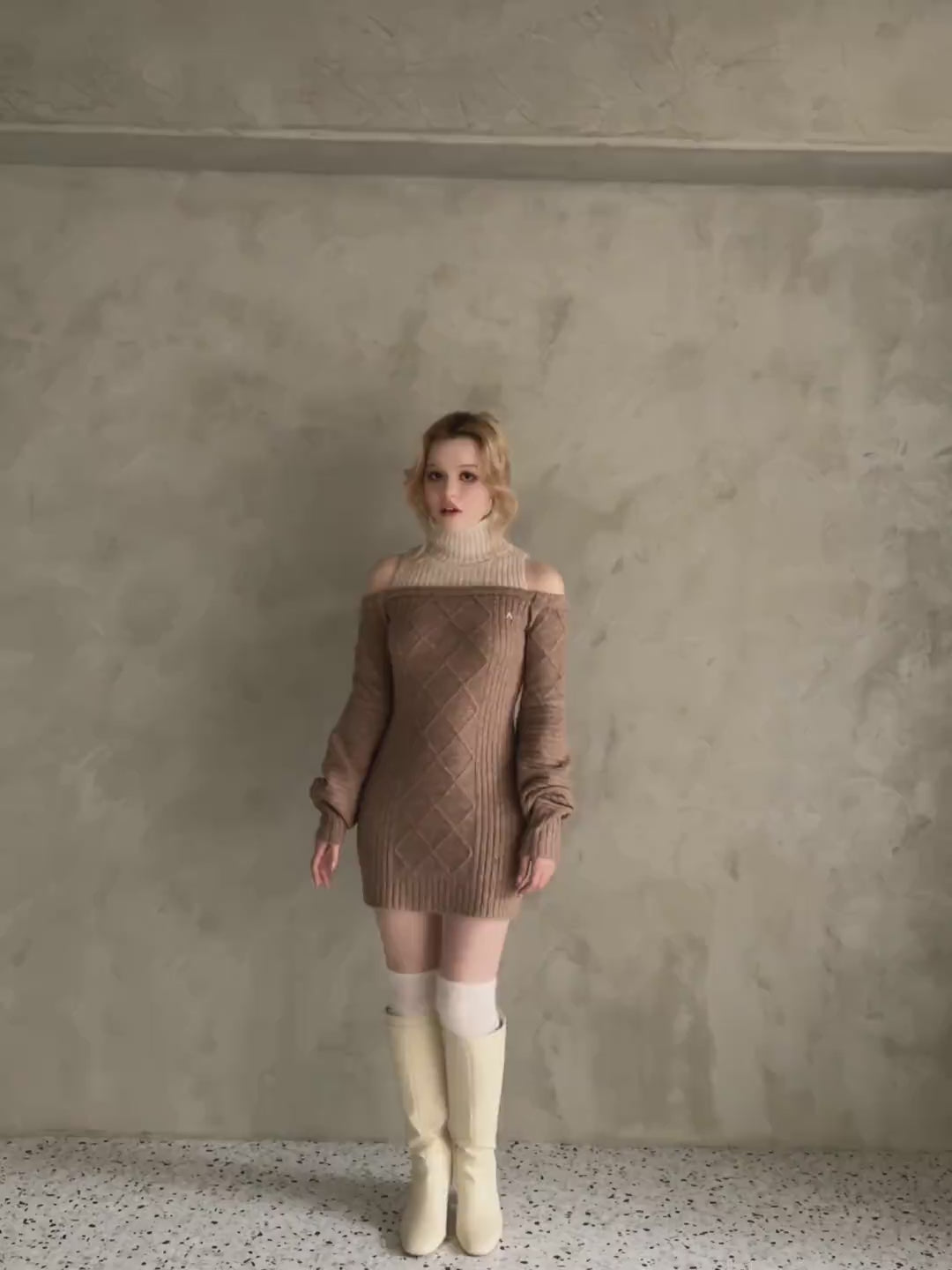 【新品未使用】andmary Fleur knit mini dressワンピース